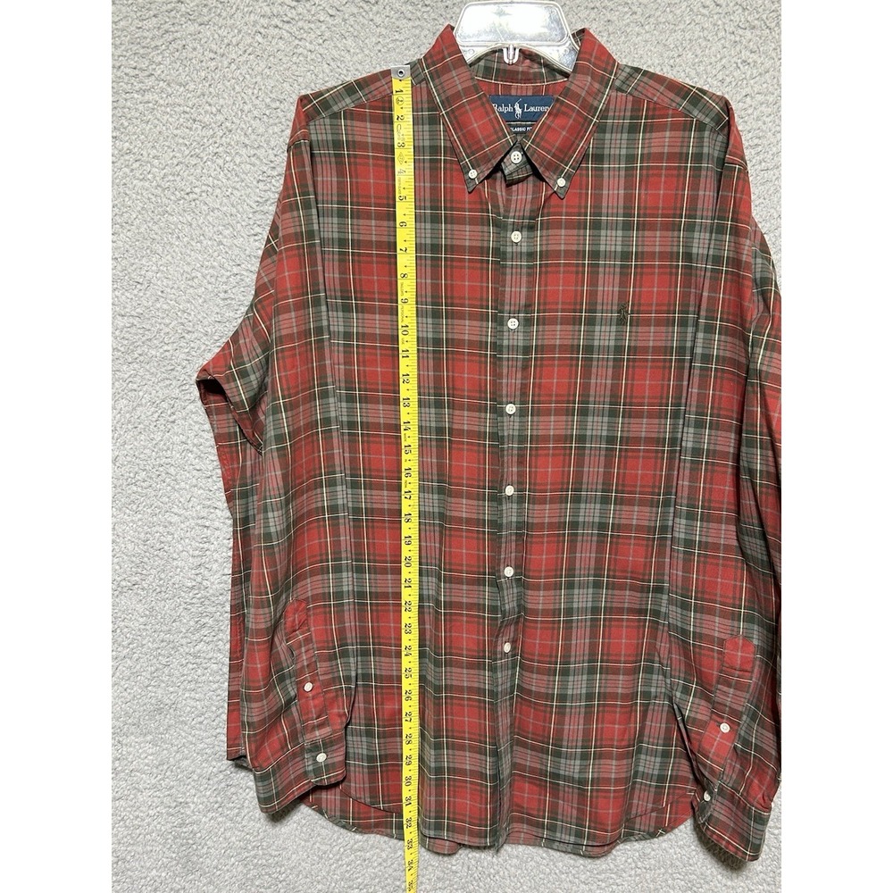Ralph Lauren Mens Red & Green Tartan Plaid Button Down Shirt Classic Fit Size XL - Picture 4 of 9